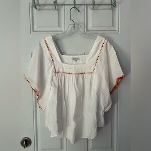 Women’s White Madewell Pom Pom Butterfly Top Size Medium